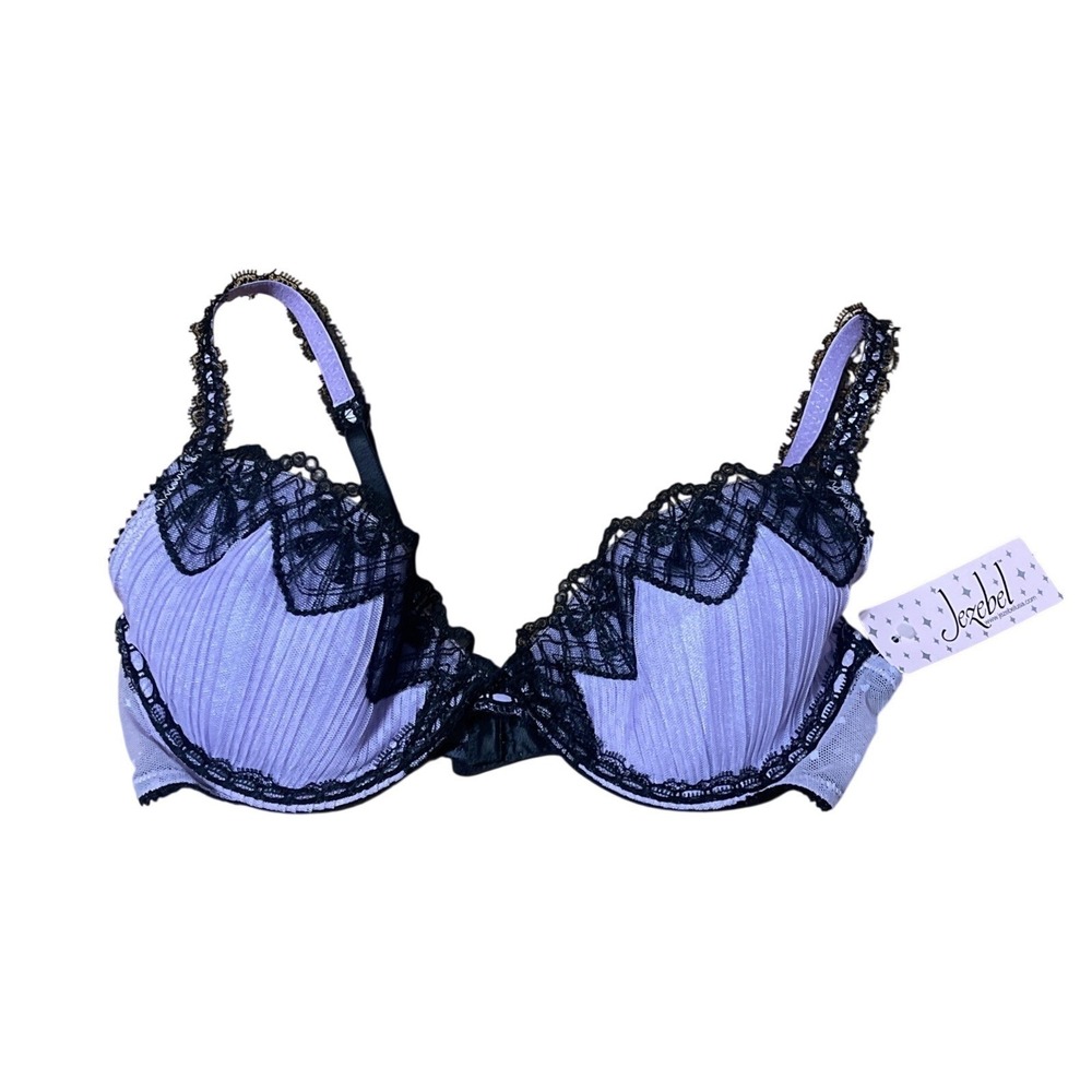 Jezebel Lace Push-Up Sexy‎ Cloquette Babydoll Bratz Purple Black Lace Bra 34B